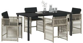 vidaXL Σέτ φαγητού για κήπο 5 pcs Ανοιχτό γκρι συνθετικό ρατάν