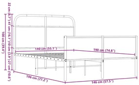 Πλαίσιο Κρεβατιού Χωρ. Στρώμα Καφέ Δρυς 140x190 εκ. Επ. Ξύλο - Καφέ