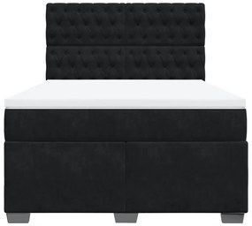 vidaXL Κρεβάτι Boxspring με Στρώμα Μαύρο 160x200 εκ. Βελούδινο