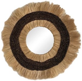 Καθρέπτης Verone Inart abaca σε φυσικό χρώμα Φ80x5εκ 80x80x5 εκ.