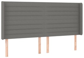 vidaXL Κεφαλάρι Κρεβατιού LED Σκούρο Γκρι 163x16x118/128εκ. Υφασμάτινο