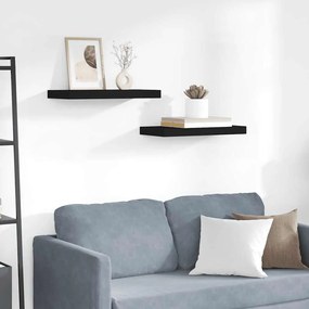 vidaXL Ράφια Τοίχου 2 τεμ. Μαύρα 50x23x3,8 εκ. MDF