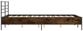 vidaXL Πλαίσιο Κρεβατιού Καφέ Δρυς 140x200 εκ. Επεξ. Ξύλο &amp; Μέταλλο