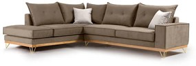 Γωνιακός καναπές δεξιά γωνία Luxury II ύφασμα mocha-cream 290x235x95εκ Υλικό: FABRIC 168-000010