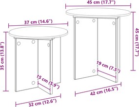 vidaXL Σετ βοηθητικά τραπεζάκια 2 pcs Παλαιωμένο ξύλο