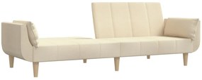 vidaXL Καναπές Κρεβάτι Διθέσιος Κρεμ Υφασμάτινος με Δύο Μαξιλάρια