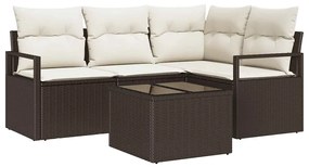 vidaXL Σετ Καναπέ Κήπου 5 pcs Καφέ Πολυ ράταν