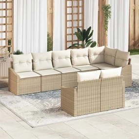 vidaXL Σετ Καναπέ Κήπου 8 pcs Μπεζ Πολυ ράταν