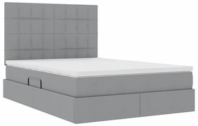 vidaXL Κρεβάτι με αποθηκευτικό χώρο και LED Ανοιχτό γκρι 140 x 200 cm