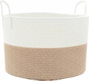 vidaXL Καλάθι Αποθήκευσης Καφέ και Λευκό Ø51 x 33 εκ. Βαμβακερό