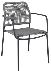 Πολυθρόνα Κήπου LUIGI Ανθρακί/Γκρι Wicker/Μέταλλο 52x61x79cm