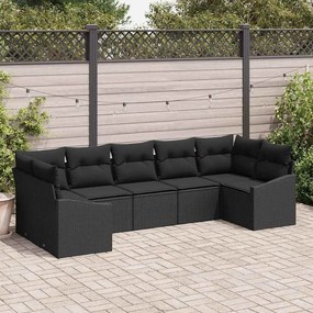 vidaXL Σετ Καναπέ Κήπου 7 pcs Μαύρο Πολυ ράταν