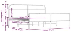 ΣΚΕΛΕΤΟΣ ΚΡΕΒ. ΧΩΡΙΣ ΣΤΡΩΜΑ SONOMA ΔΡΥΣ 200X200 ΕΚ. ΜΕΤΑΛΛΙΚΟ 3318698