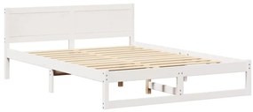 vidaXL Σκελετός Κρεβατιού Λευκό 140 x 200 cm Μασίφ ξύλο πεύκου