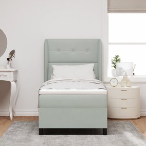 vidaXL Κρεβάτι Box Spring με Στρώμα Ανοιχτό Γκρι 100x200 εκ. Βελούδο