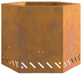 vidaXL Ατμός Εστία Χωρίς Καπνό Εξαγωνική 58x58x51 εκ Χάλυβας Ανθεκτικός στον Καιρό