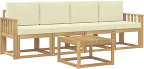 vidaXL Σειρά Καναπέ Εξωτερικού με μαξιλάρι 5 pcs Λευκό και Κρεμ