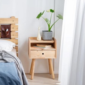 Κομοδίνο Nextdeco Natural μασίφ ξύλο Υ67x45x40εκ.