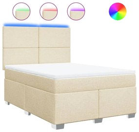 vidaXL Κρεβάτι Boxspring με Στρώμα Κρεμ 140x190 εκ. Υφασμάτινο