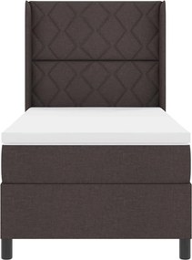 vidaXL LED Κρεβάτι με βάθρο με στρώμα Σκούρο Καφέ 100 x 200 cm ύφασμα