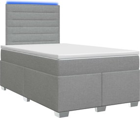 vidaXL Κρεβάτι box spring με στρώμα Ανοιχτό γκρι 120 x 200 cm Ύφασμα