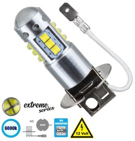 GloboStar® 81434 Λάμπα Αυτοκίνητου H3 3rd Generation Can-Bus Extreme Series LED 16 CREE XBD 15W 2115lm 360° DC 12V IP20 Ψυχρό Λευκό 6000K