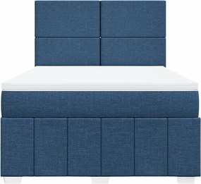 vidaXL Κρεβάτι Boxspring με Στρώμα Μπλε 140x200 εκ. Υφασμάτινο