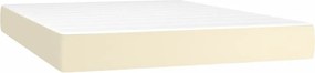 vidaXL Κρεβάτι Boxspring με Στρώμα &amp; LED Κρεμ 140x200 εκ. Συνθ. Δέρμα