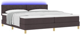 vidaXL Κρεβάτι με Ελατήρια και Στρώμα & LED Σκούρο Καφέ 200x200 εκ. Υφασμάτινο