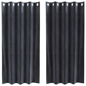 vidaXL Κουρτίνες με κουρτίνες 2 pcs Σκούρο γκρι 140 x 175 cm Βελούδο