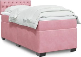 vidaXL Κρεβάτι Boxspring με Στρώμα Ροζ 100x200 εκ. Βελούδινο