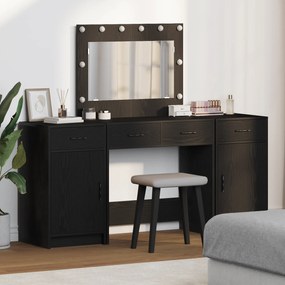 vidaXL Σετ 3 Τεμαχίων Μακιγιάζ με LED σε Μαύρο Ξύλο