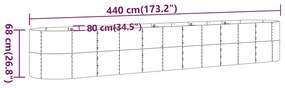 vidaXL Ζαρντινιέρα Γκρι 440x80x68 εκ. Ατσάλι με Ηλεκτρ. Βαφή Πούδρας