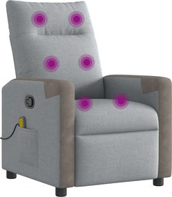 vidaXL Πολυθρόνα Μασάζ Ανακλινόμενη Ανοιχτό Γκρι Υφασμάτινη