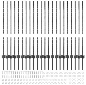 vidaXL Ασημένιοι Πόλοι Φράχτη 44 pcs Γκρι Μέταλλο