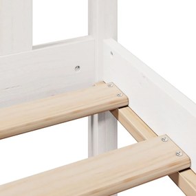 Κρεβάτι Βιβλιοθήκη Χωρίς Στρώμα Λευκό 135x190 εκ Μασίφ Πεύκο - Λευκό