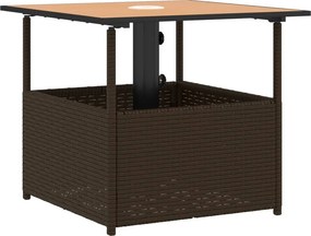 vidaXL Τραπέζι Κήπου με Οπή Ομπρέλας Καφέ 55x55x46,5εκ. Συνθ. Ρατάν