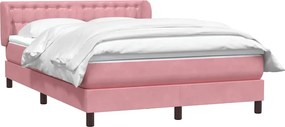 vidaXL Box Spring κρεβάτι με στρώμα ροζ 140x220 cm Βελούδινο