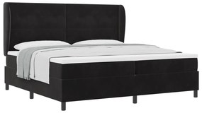 vidaXL κρεβάτι με στρώμα Box Spring  Μαύρο 200x200 εκ Βελούδο