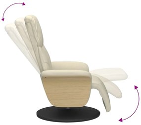vidaXL Πολυθρόνα Ανακλινόμενη με Υποπόδιο Κρεμ από Συνθετικό Δέρμα