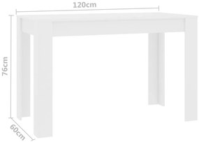 Τραπεζαρία Λευκή 120 x 60 x 76 εκ. από Μοριοσανίδα - Λευκό