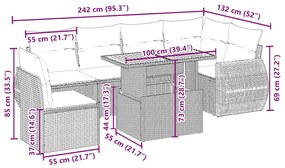 vidaXL Σαλόνι Κήπου Σετ 7 τεμ. Μπεζ Συνθετικό Ρατάν με Μαξιλάρια