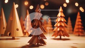 Intra Συλλεκτικό Ξύλινο Παζλ Plywood 4mm - Ομάδα ξύλινων χριστουγεννιάτικων δέντρων με φώτα Σε Ξύλινο Κουτί - Διαστάσεις: 10x10 cm – 25 κομμάτια