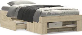 vidaXL Πλαίσιο Κρεβ. Χωρ. Στρώμα Sonoma Δρυς 90x200 εκ. Επεξ. Ξύλο