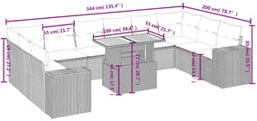 vidaXL Σαλόνι Κήπου 11 Τεμαχίων Γκρι από Συνθετικό Ρατάν με Μαξιλάρια