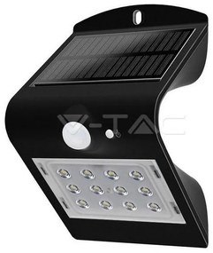 Ηλιακό Φωτιστικό LED 1.5W με Αισθητήρα Solar Wall Light Φως Ημέρας 4000K Μαύρο 8277 VTAC 8277 Μαύρο