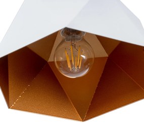 GloboStar HEXAGON 01377 Μοντέρνο Κρεμαστό Φωτιστικό Οροφής Μονόφωτο 1 x E27 Λευκό Χρυσό Μεταλλικό Καμπάνα Φ21.5 x Υ15cm - 01377