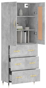 vidaXL Ντουλάπι Γκρι Σκυροδέματος 69,5x34x180 εκ. Επεξεργασμένο Ξύλο