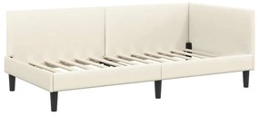 vidaXL Κρεβάτι Γωνίας Κρεμ 80 x 200 cm Βελούδο και Εργοστασιακό ξύλο