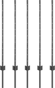 vidaXL Στύλος Περιφράξεων 5 pcs Γκρι 100 cm Ατσάλι